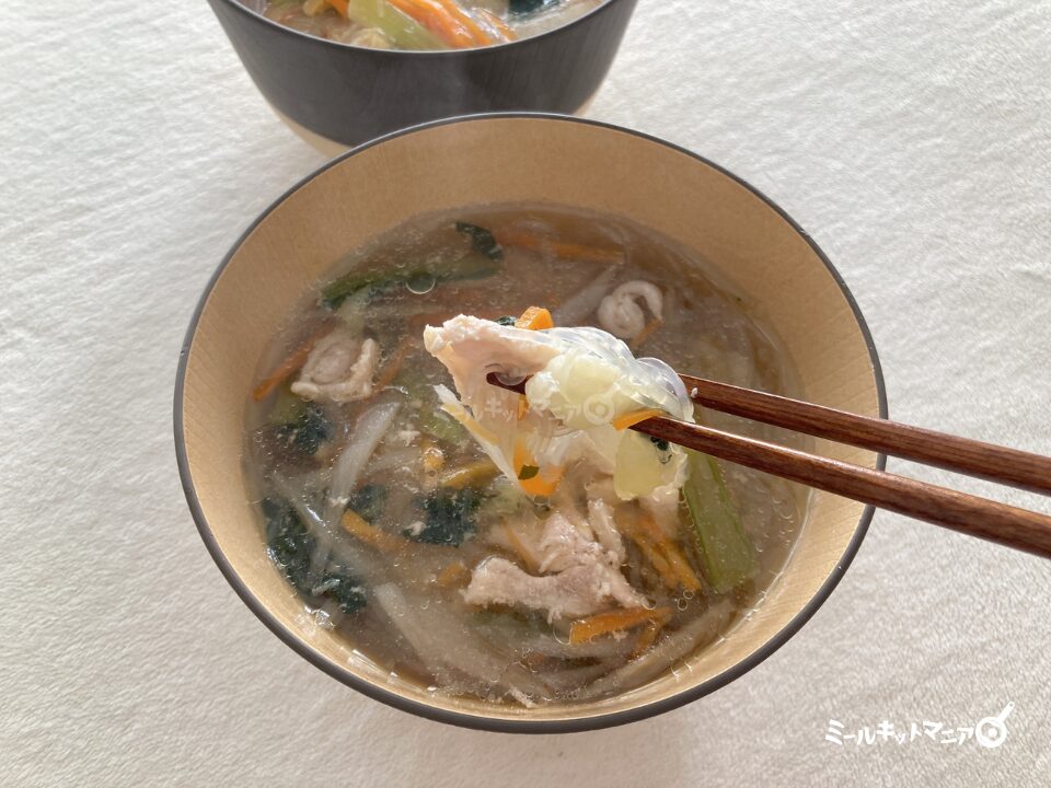 生活クラブ：ミールキット（鶏と野菜春雨生姜スープ）アップ